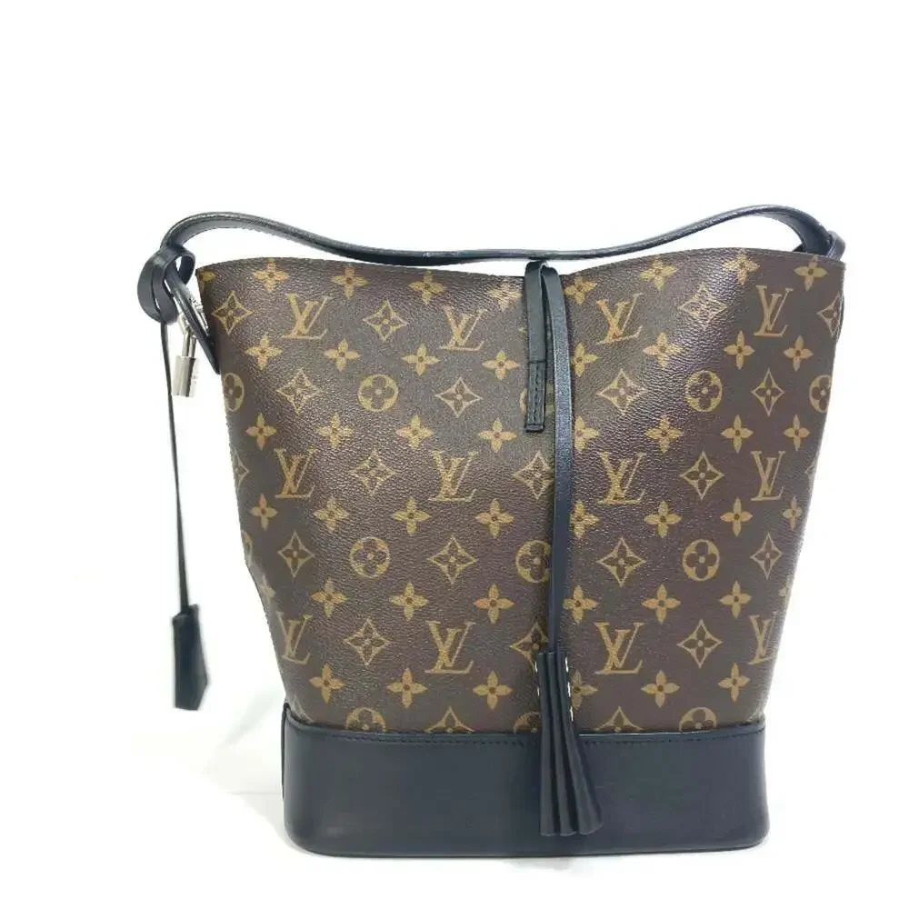 LOUIS VUITTON Authentic Black Monogram Canvas Shoulder Bag